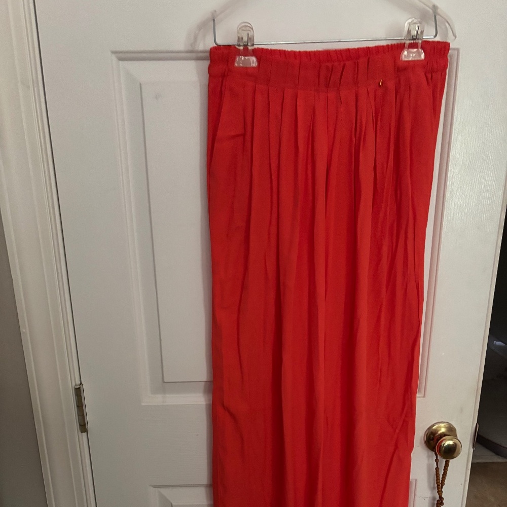 Harlyn Orange Long Pleated Pants w/Pockets Size S